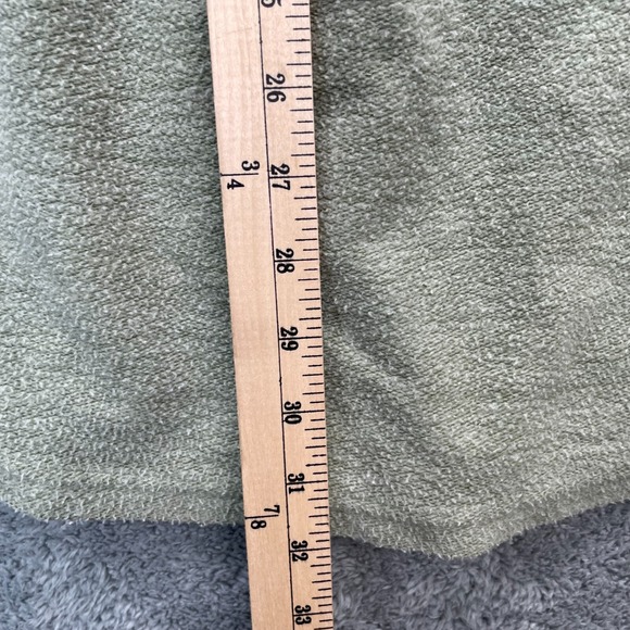 Free People Shirt Womens Medium Green Fleece Shacket Elbow Patches Boho Baggy - Picture 7 of 8